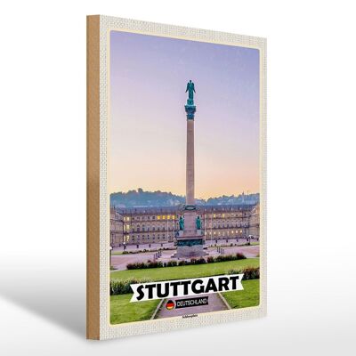 Panneau en bois villes Stuttgart Allemagne Schlossplatz 30x40cm