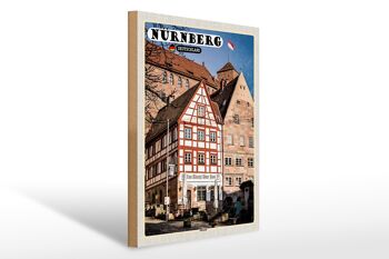 Panneau en bois villes Nuremberg Allemagne vieille ville 30x40cm 1