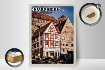 Panneau en bois villes Nuremberg Allemagne vieille ville 30x40cm 2