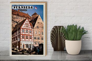 Panneau en bois villes Nuremberg Allemagne vieille ville 30x40cm 3
