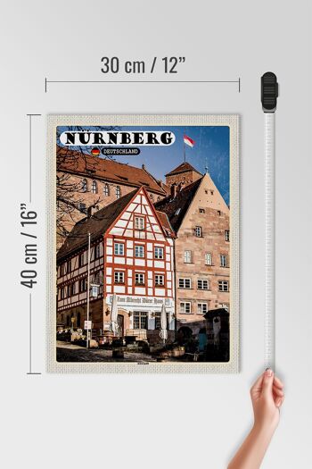 Panneau en bois villes Nuremberg Allemagne vieille ville 30x40cm 4