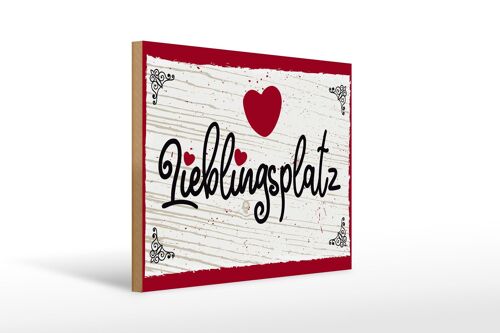 Holzschild Spruch 30x40cm Lieblingsplatz Herz rot