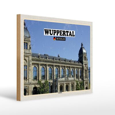 Cartel de madera ciudades Wuppertal Alemania ayuntamiento 40x30cm