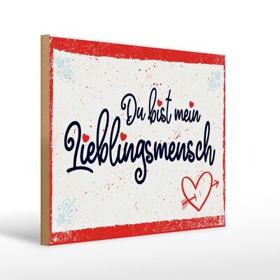 Holzschild Spruch 30x40cm Du bist mein Lieblingsmensch