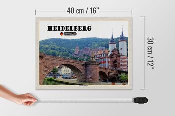 Panneau en bois villes Heidelberg, arcade de la vieille ville 40x30cm 4