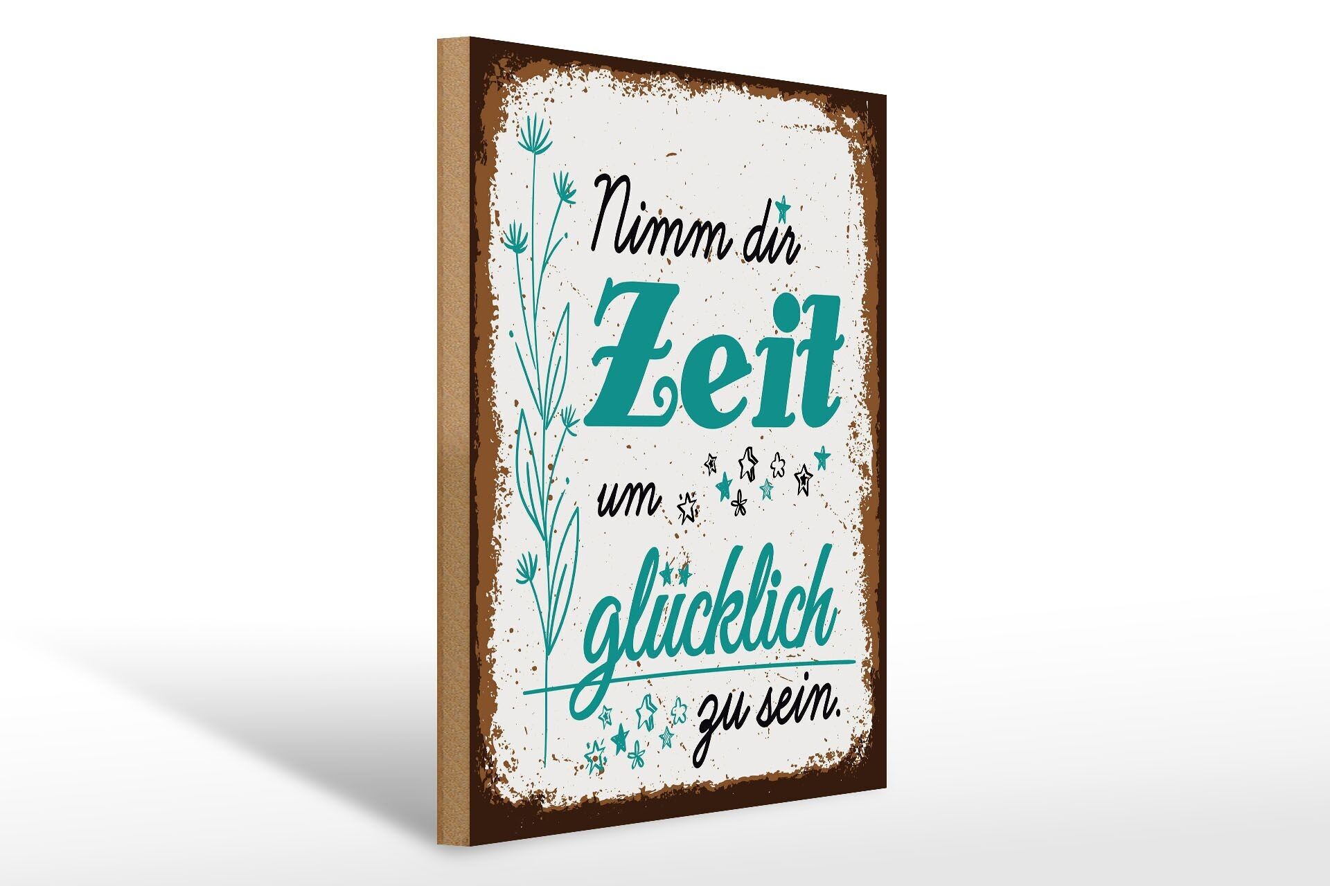 Cartello in legno con scritta 30x40 cm Prenditi del tempo per essere felice