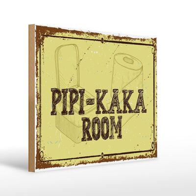 Letrero de madera que dice Habitación Pipi-Kaká 30x40cm.