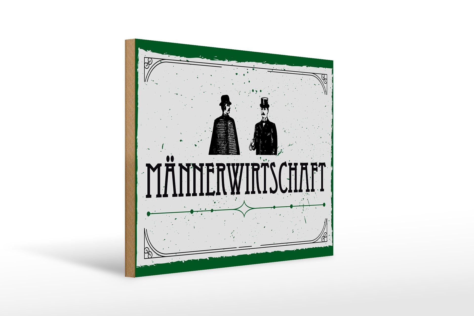 Cartello in legno con scritta economia maschile 30x40 cm