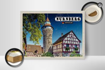 Panneau en bois villes Nuremberg architecture Kaiserburg 40x30cm 2