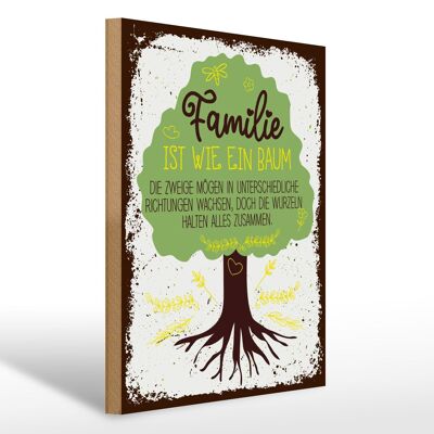 Cartel de madera que dice 30x40cm La familia es como un árbol.