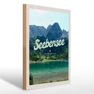 Cartel de madera viaje 30x40cm Seebensee Austria bosques naturaleza lago