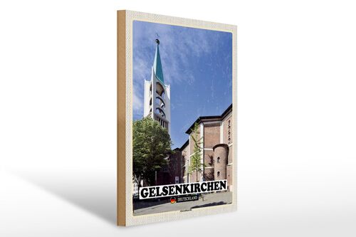 Holzschild Städte Gelsenkirchen Altstadtkirche 30x40cm