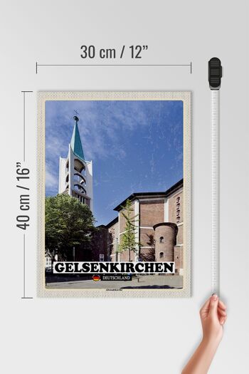 Panneau en bois villes Gelsenkirchen vieille ville église 30x40cm 4