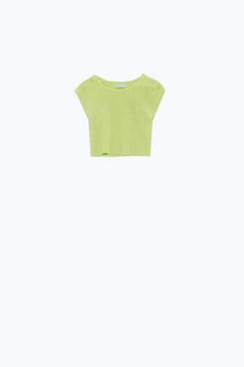 T-shirt court tricoté à manches courtes en vert 5