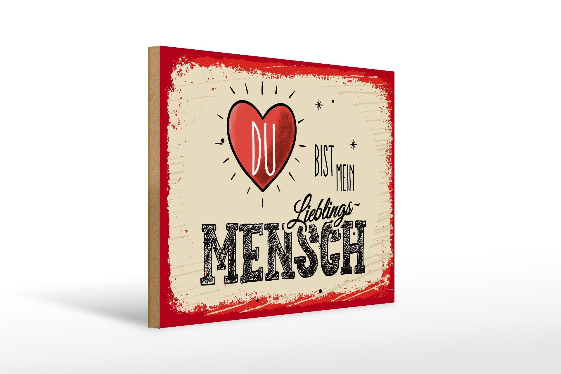 Holzschild Spruch 30x40cm Du bist mein Lieblingsmensch Herz