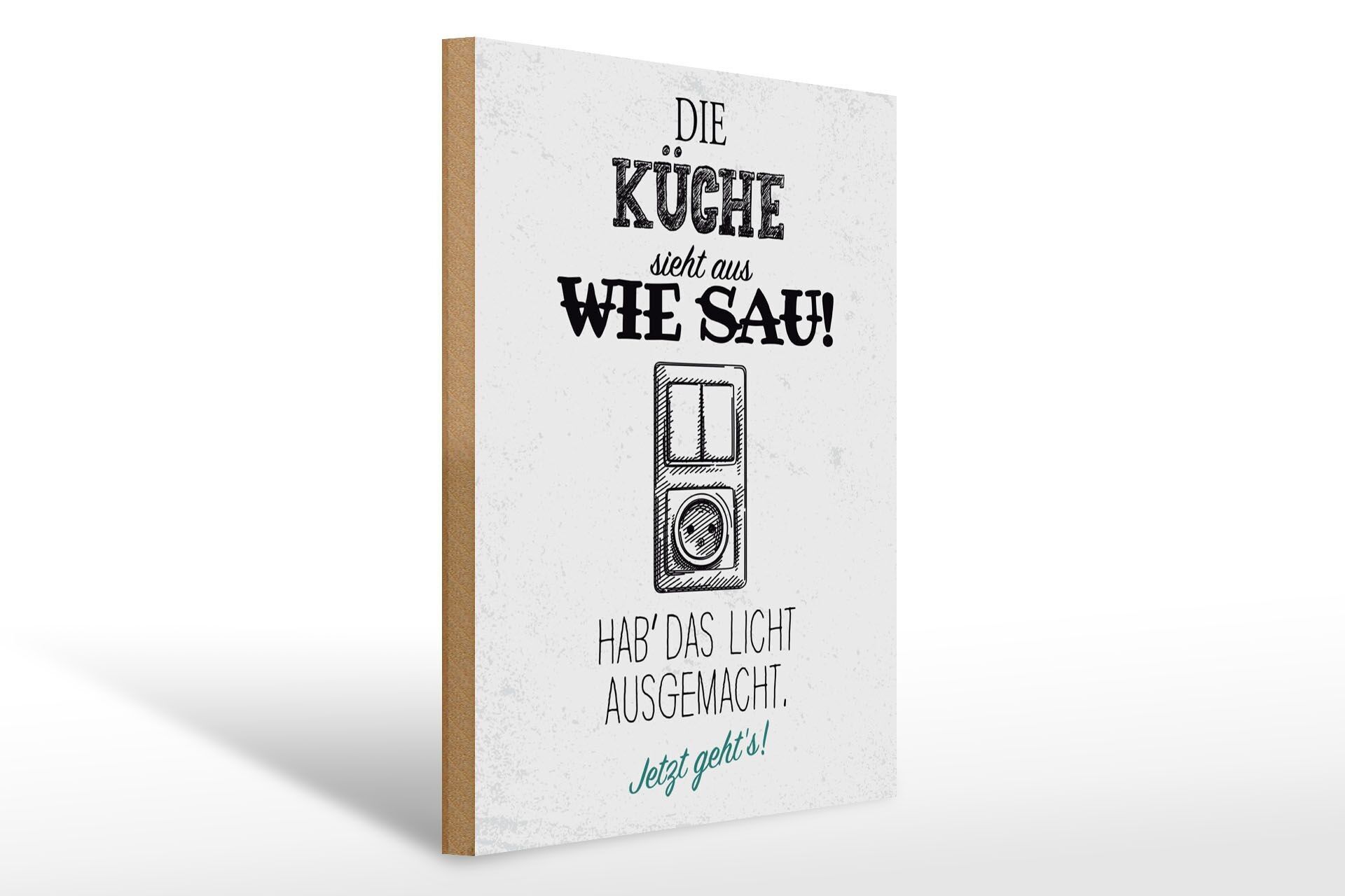 Cartel de madera que dice 30x40cm ¡La cocina parece un cerdo! negro