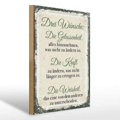 Holzschild Spruch 30x40cm Drei Wünsche Die Gelassenheit