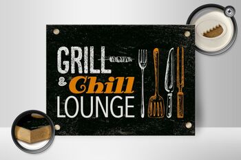 Panneau en bois indiquant 30x40cm Grill & Chill Lounge vert 2