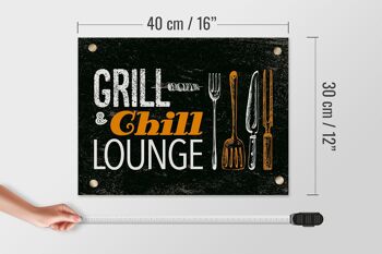 Panneau en bois indiquant 30x40cm Grill & Chill Lounge vert 4