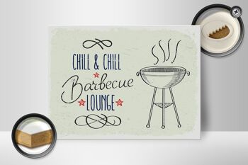 Panneau en bois indiquant 30x40cm Chill & Chill Barbecue Lounge blanc 2
