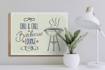 Panneau en bois indiquant 30x40cm Chill & Chill Barbecue Lounge blanc 3