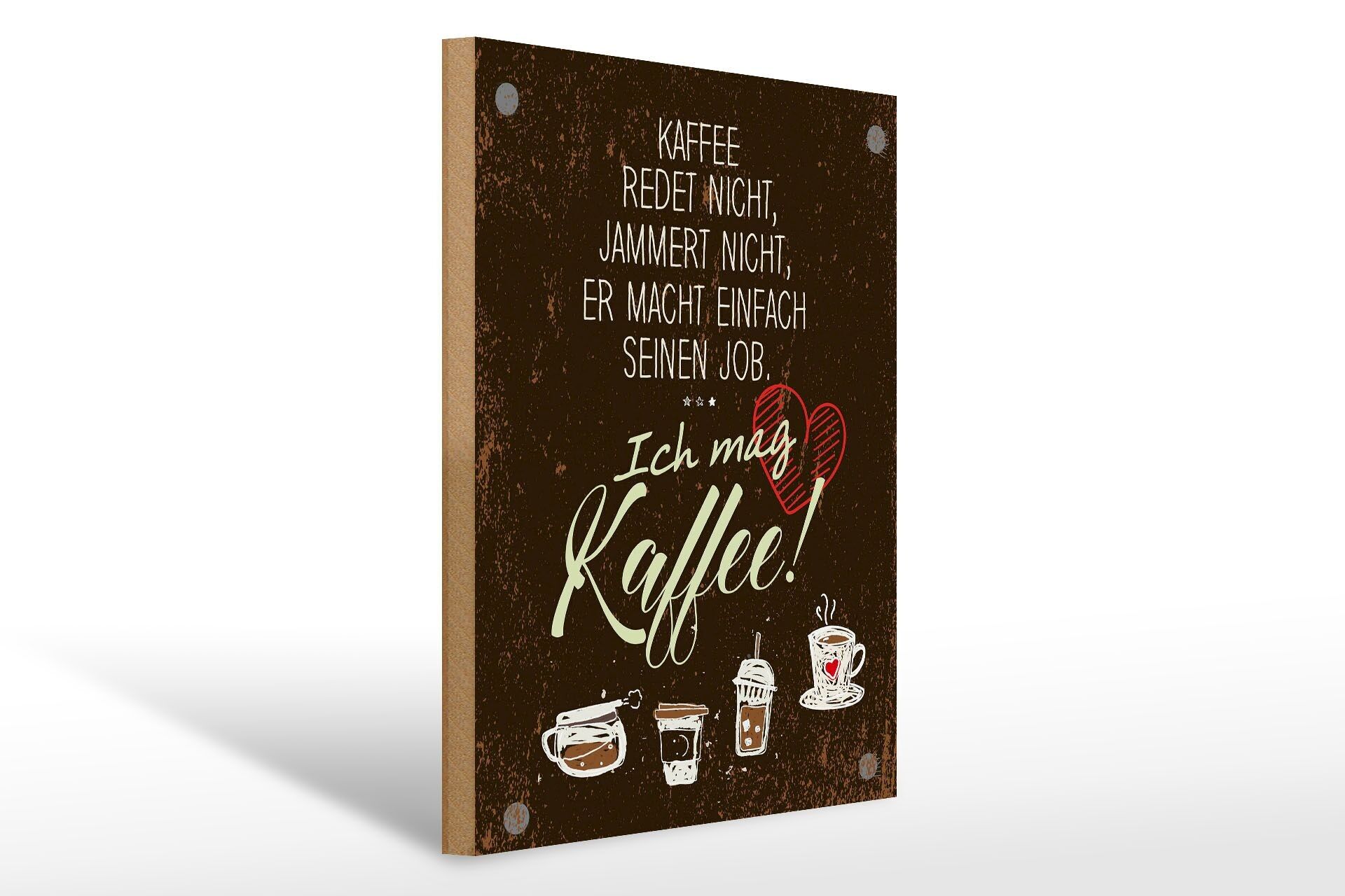 Cartello in legno con scritta 30x40 cm Il caffè non parla, geme marrone