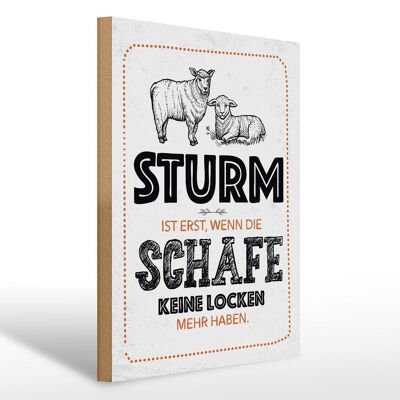 Wooden sign saying 30x40cm Storm is only when sheep white