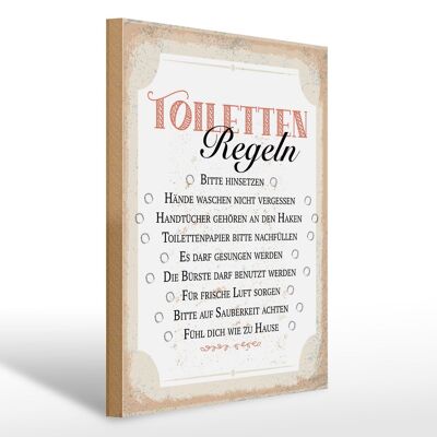 Holzschild Spruch 30x40cm Toiletten Regeln bitte hinsetzen