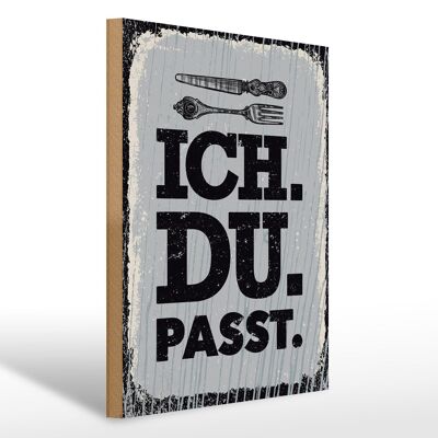 Holzschild Spruch 30x40cm Ich Du Passt weiß schwarz