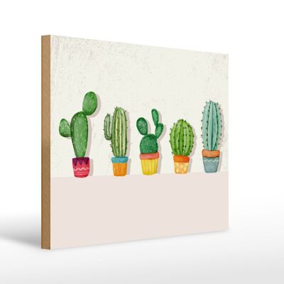 Cartello in legno con scritta 5 cactus vaso da fiori cactus 40x30 cm