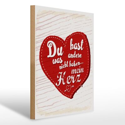 Cartello in legno con scritta "Hai il mio cuore, amore", regalo 30x40 cm