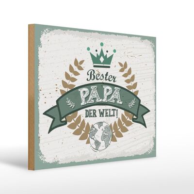 Cartello in legno con scritta "Il miglior papà del mondo" regalo 40x30 cm