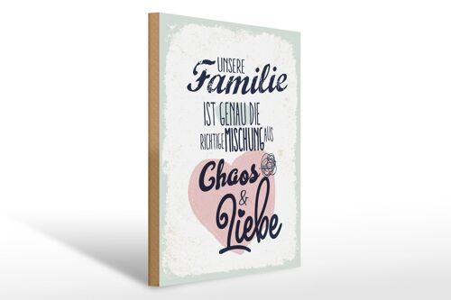 Holzschild Spruch Unsere Familie Chaos Liebe Herz 30x40cm