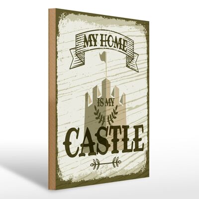 Cartello in legno con scritta La mia casa è il mio castello 30x40 cm