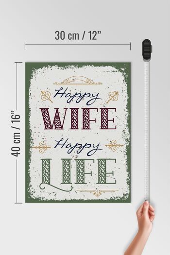 Panneau en bois disant Happy Wife Happy Life 30x40cm cadeau 4