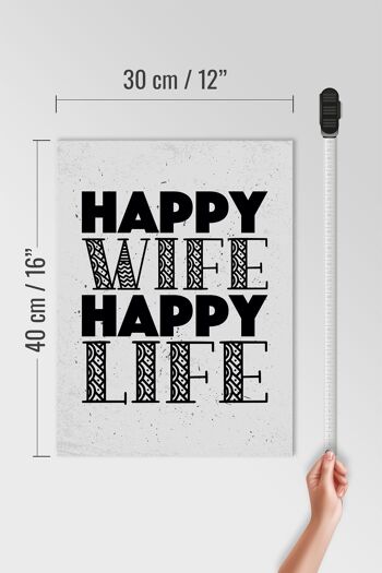 Panneau en bois disant Mme Happy Wife Happy Life 30x40cm cadeau 4