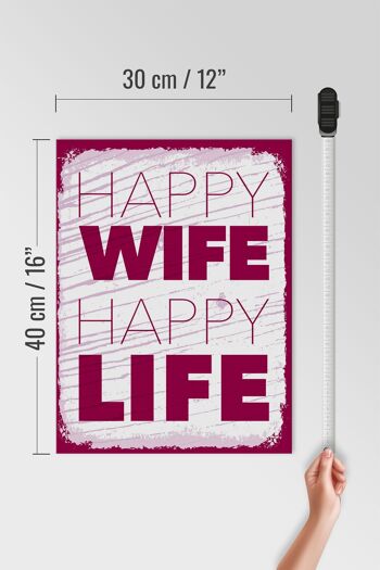Panneau en bois disant Mme Happy Wife Happy Life 30x40cm panneau blanc 4