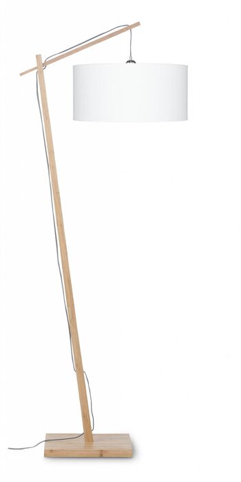 ANDES Bamboo Floor Lamp, White Linen Shade 1