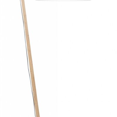 Lámpara de pie de bambú ANDES, pantalla de lino blanco