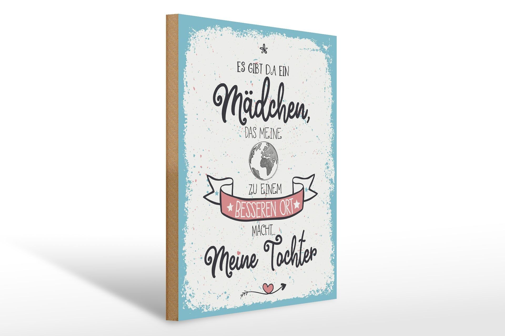 Cartello in legno con scritta "La figlia rende il mio mondo migliore" cartello bianco 30x40 cm