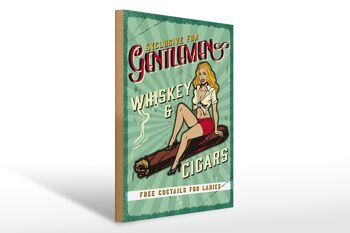 Panneau en bois indiquant Pinup Exclusive Gentleman Whiskey 30x40cm 1