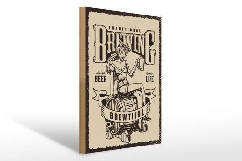 Holzschild Spruch Traditional Brewing live for Beer 30x40cm