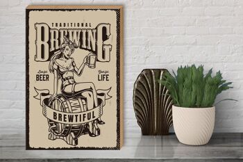 Panneau en bois indiquant Traditional Brewing live for Beer 30x40cm 3