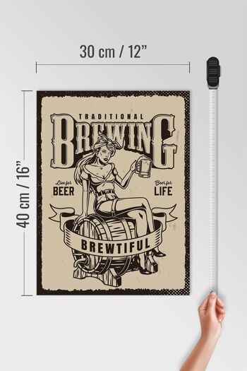 Panneau en bois indiquant Traditional Brewing live for Beer 30x40cm 4