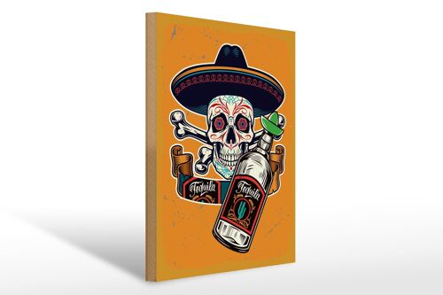 Holzschild Spruch Totenkopf Tequila 30x40cm