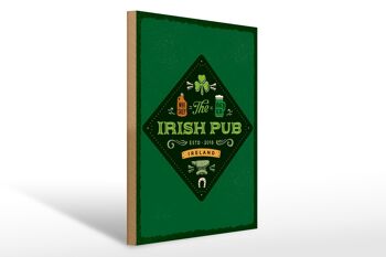 Panneau en bois indiquant Irlande Irish Pub Whisky Beer 30x40cm 1