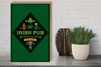 Panneau en bois indiquant Irlande Irish Pub Whisky Beer 30x40cm 3