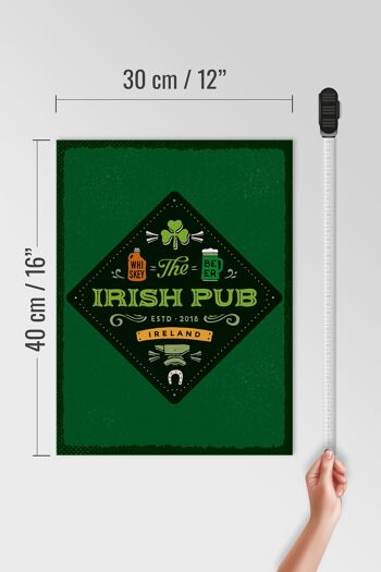 Panneau en bois indiquant Irlande Irish Pub Whisky Beer 30x40cm 4