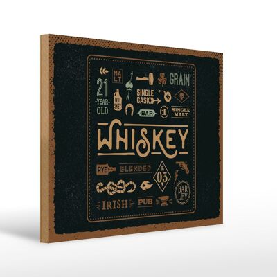 Cartello in legno con scritta Whisky blended Irish pub 40x30 cm