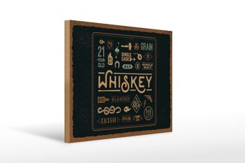 Panneau en bois indiquant Whisky blended Irish pub 40x30cm 1